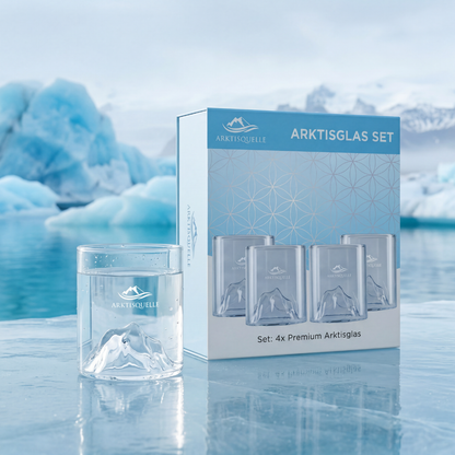 Arktisglas Set – 4x Premium Wasserglas mit Bergdesign