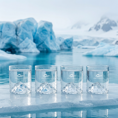 Arktisglas Set – 4x Premium Wasserglas mit Bergdesign