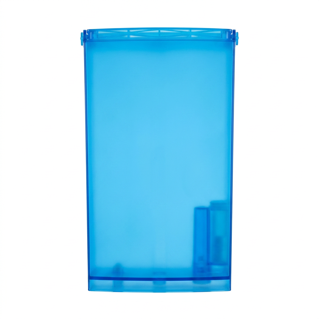 A translucent blue rectangular water filter tank for an Arktisquelle osmosis system, designed for clean, pollutant-free water in homes or offices.