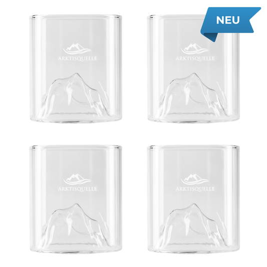 Arktisglas Set – 4x Premium Wasserglas mit Bergdesign